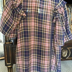 Sea New York Plaid Ruffle Top - Navy, Red, Yellow